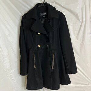 Liz Claiborne Black Pea Coat with Gold Buttons